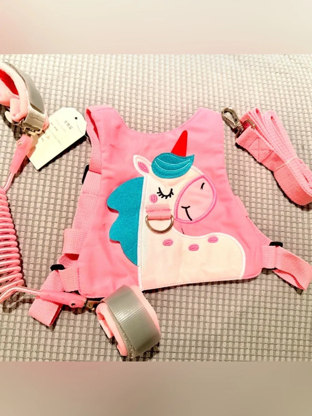Pink Unicorn Kids Harness Backpack - Cute Pink Unicorn Design